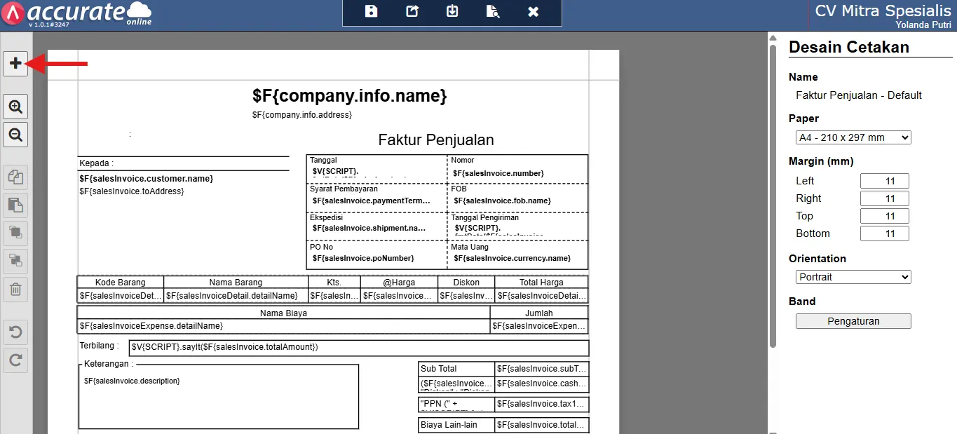 cara menampilkan terbilang di faktur penjualan